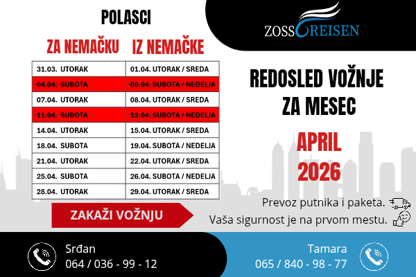 Raspored vožnje za April 2026.