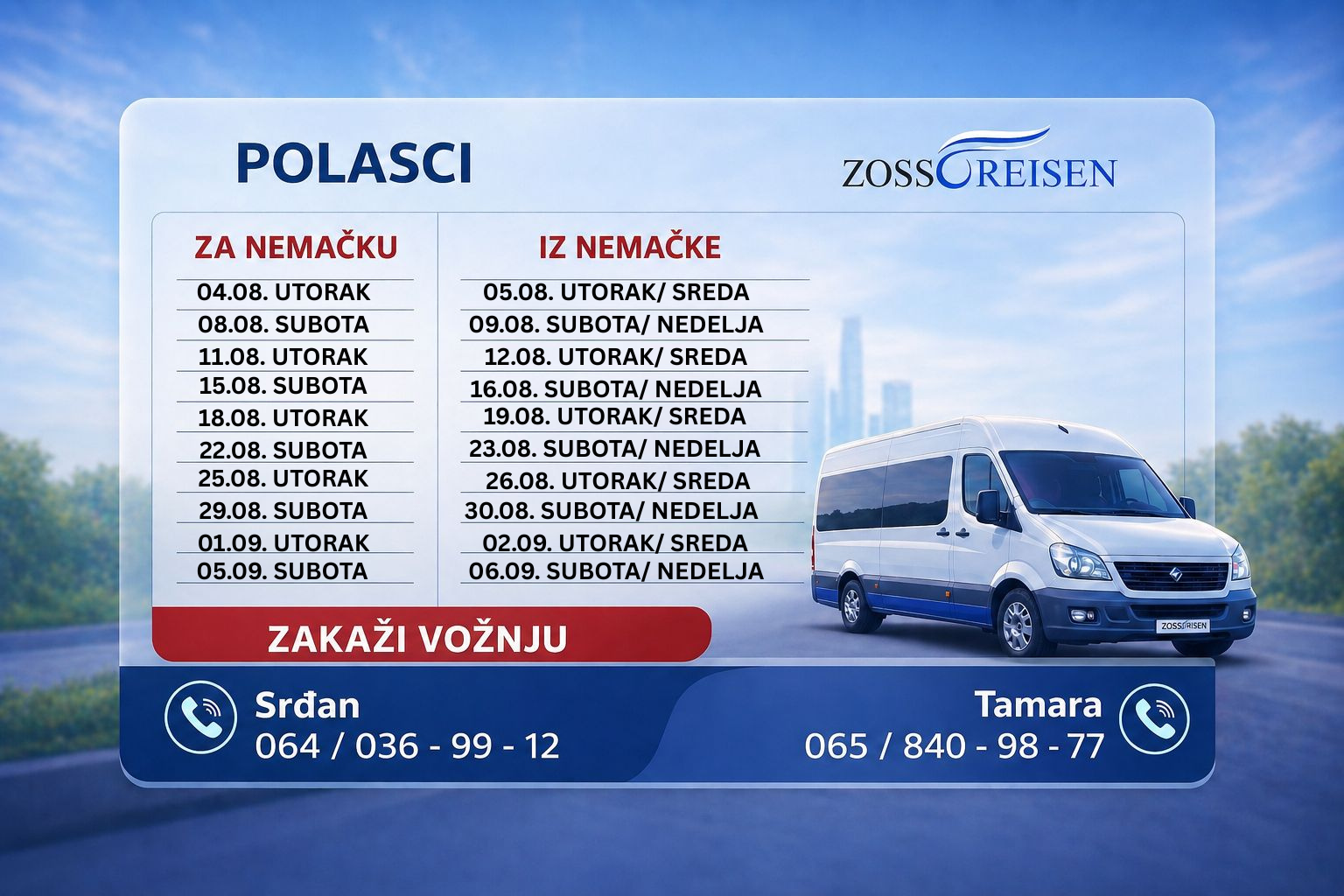 Raspored vožnje za AVGUST 2026.